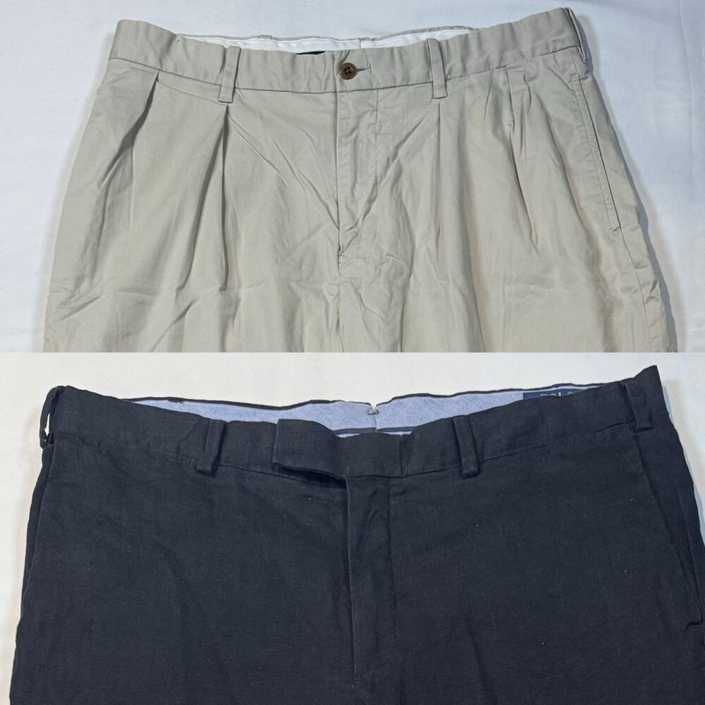 Polo Ralph Lauren Men's Dress Pants Size 34 Khaki & Navy Preppy Old Money Classy